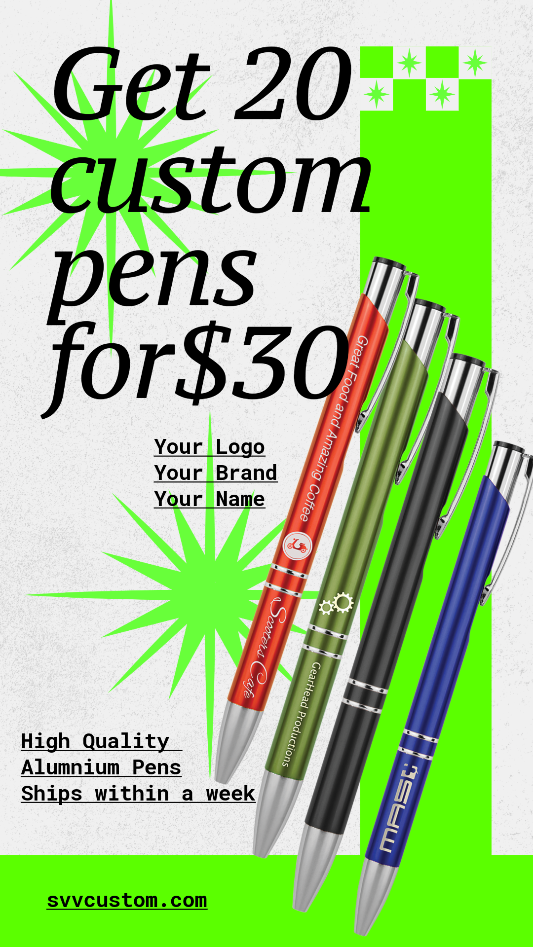 Aluminum Engravable  Click Top Pen